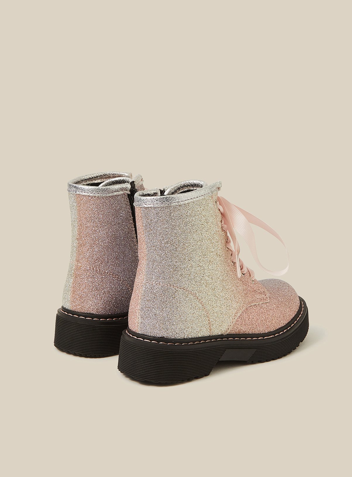 MONSOON Ombré Glitter Lace-Up Boots 10 Infant - Image 3 thumbnail